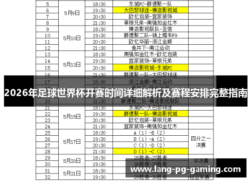 2026年足球世界杯开赛时间详细解析及赛程安排完整指南